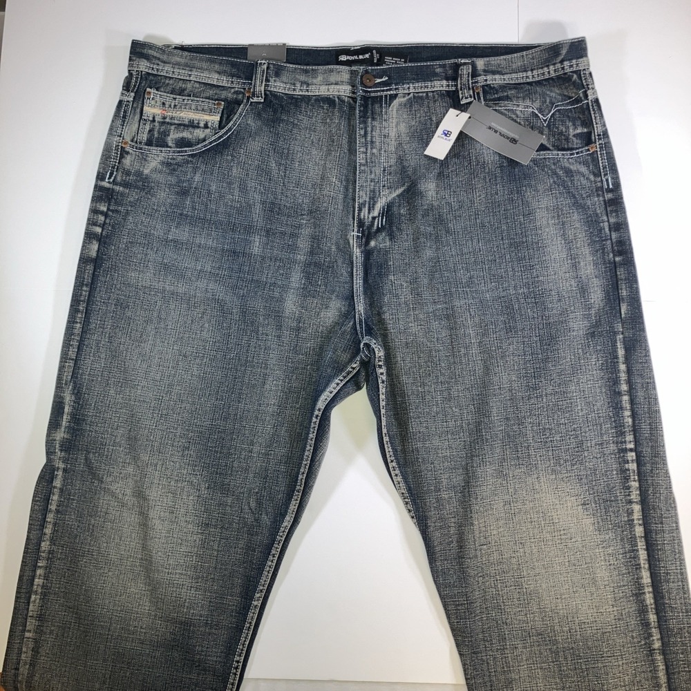 Royal Blue Brand Jeans Mens 52x32 Relaxed Fit Distressed Medium Wash NWT - Picture 2 of 16
